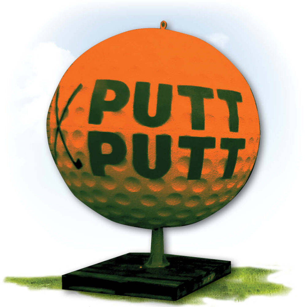 Natureworks Golf Ball - 1m diameter NW 2024Golfball - shown with graphics and painted