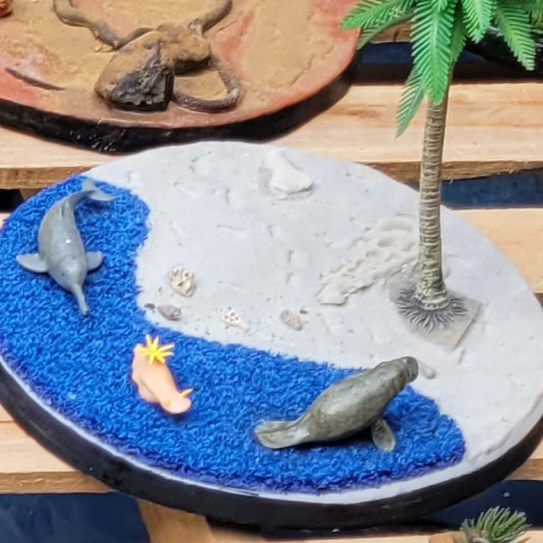 Natureworks Australia Natureworks Cloches - playground themed diorama-with sea life animals - dolphins and dugongs with palm leaf theme