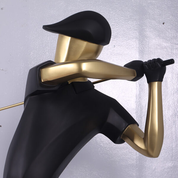 Natureworks golfer statue - 210055 matte black and gold colours on base plate - 163cm tall