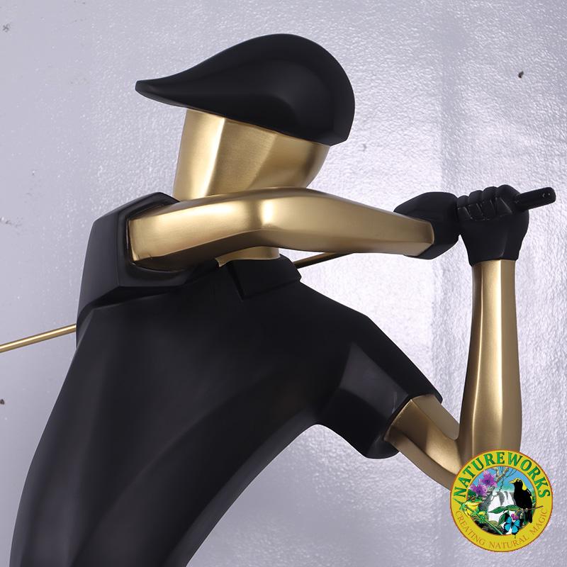 Natureworks golfer statue - 210055 matte black and gold colours on base plate - 163cm tall