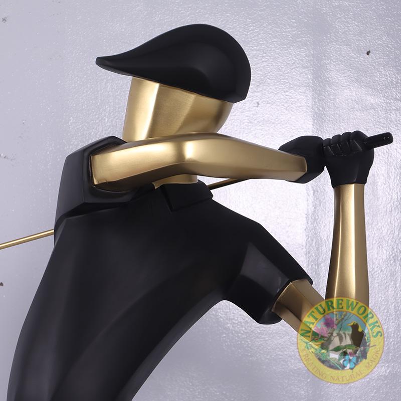 Natureworks golfer statue - 210055 matte black and gold colours on base plate - 163cm tall