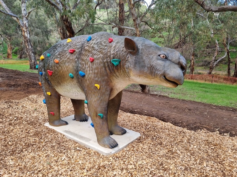 Natureworks Australia Diprotodon sculpture at megafauna themed playground