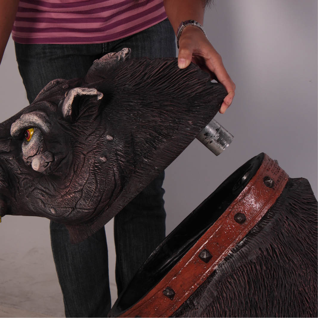 Natureworks Australia Fugly the guard hog esky with removeable lid/head - showing slot in pipe for easy replacement of lid