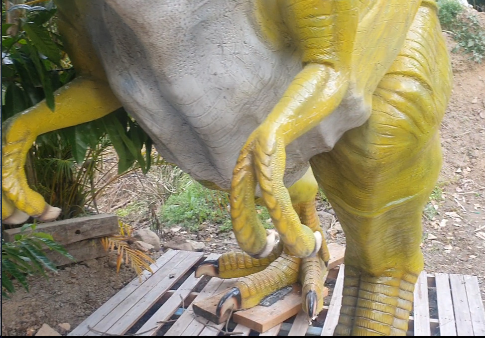 Natureworks Australia T-Rex Dinosaur Walking Large - 110073Green & Blue showing feet close up