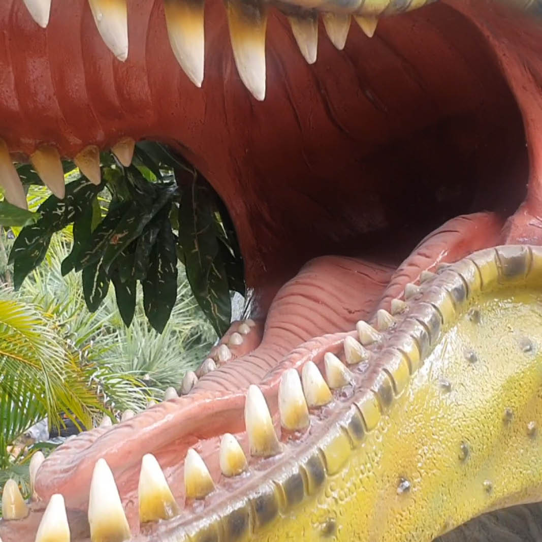 Natureworks Australia T-Rex Dinosaur Walking Large - 110073Green & Blue close up of mouth and teeth