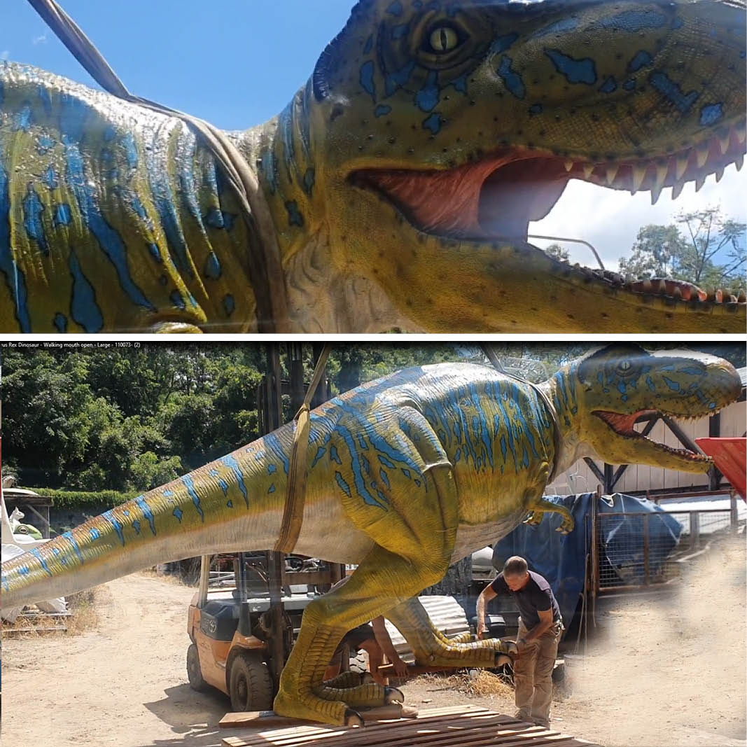 Natureworks Australia T-Rex Dinosaur Walking Large - 110073Green & Blue - side view