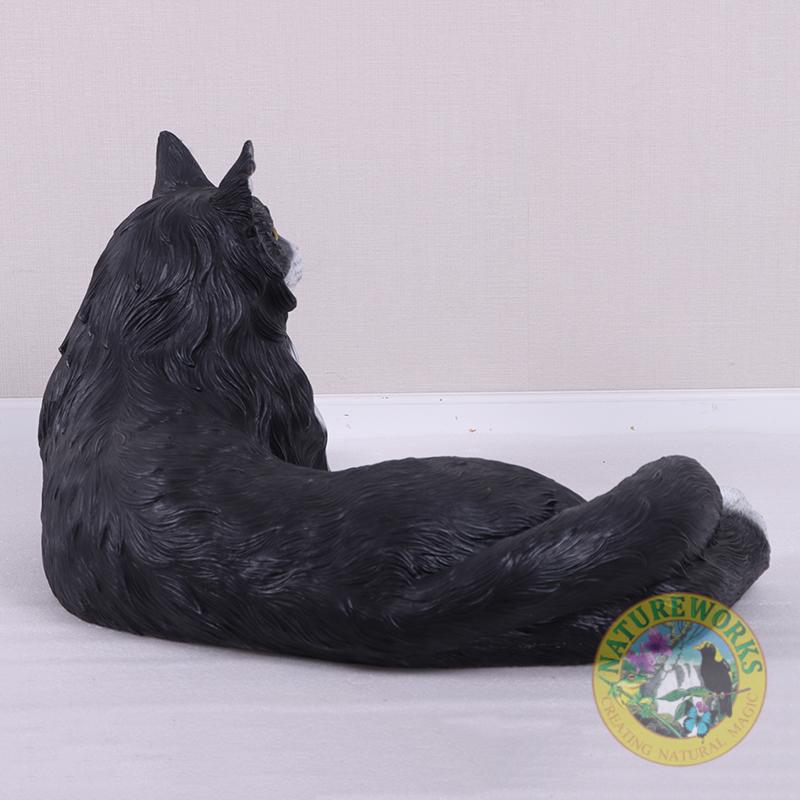 Natureworks Australia Main Cool Cat statue - life size replica with black and white colouring- 220070 - rear view