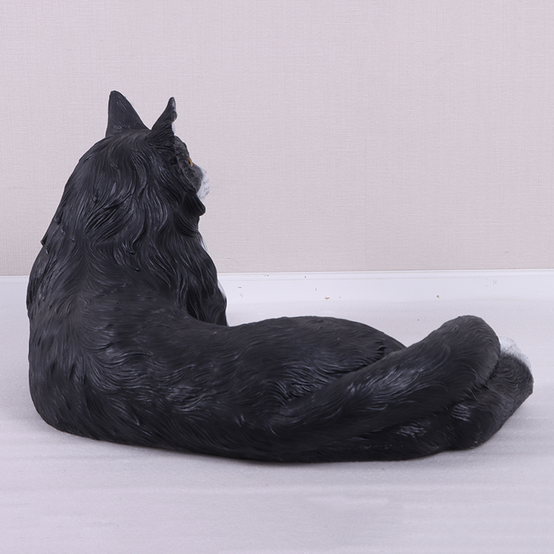 Natureworks Australia Main Cool Cat statue - life size replica with black and white colouring- 220070 - rear view