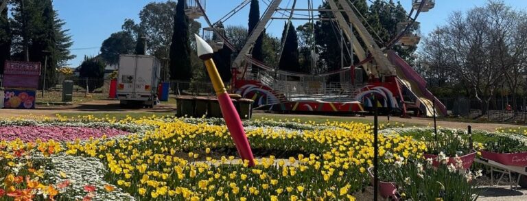 Giant paintbrush sculpture at Floriade 2024