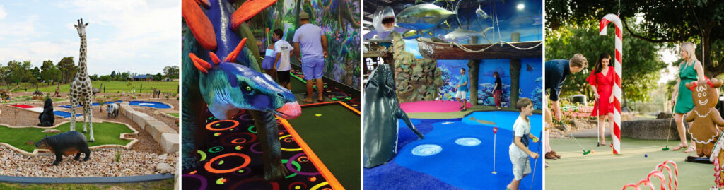 Banner showing examples of Minigolf courses