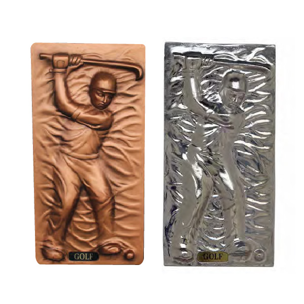 Golfer Wall Plate Sculpture – Bronze or Silver