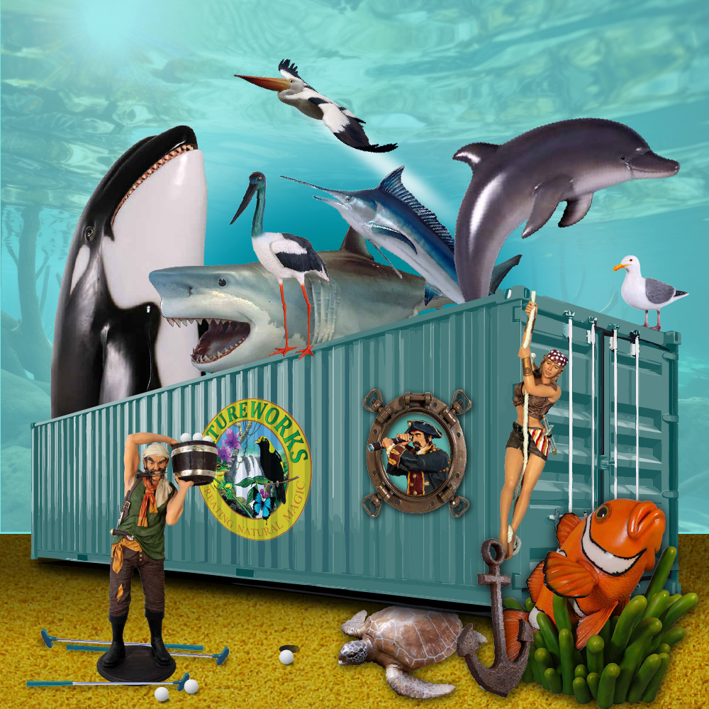 Natureworks Australia A container with marine animals and pirate themed props