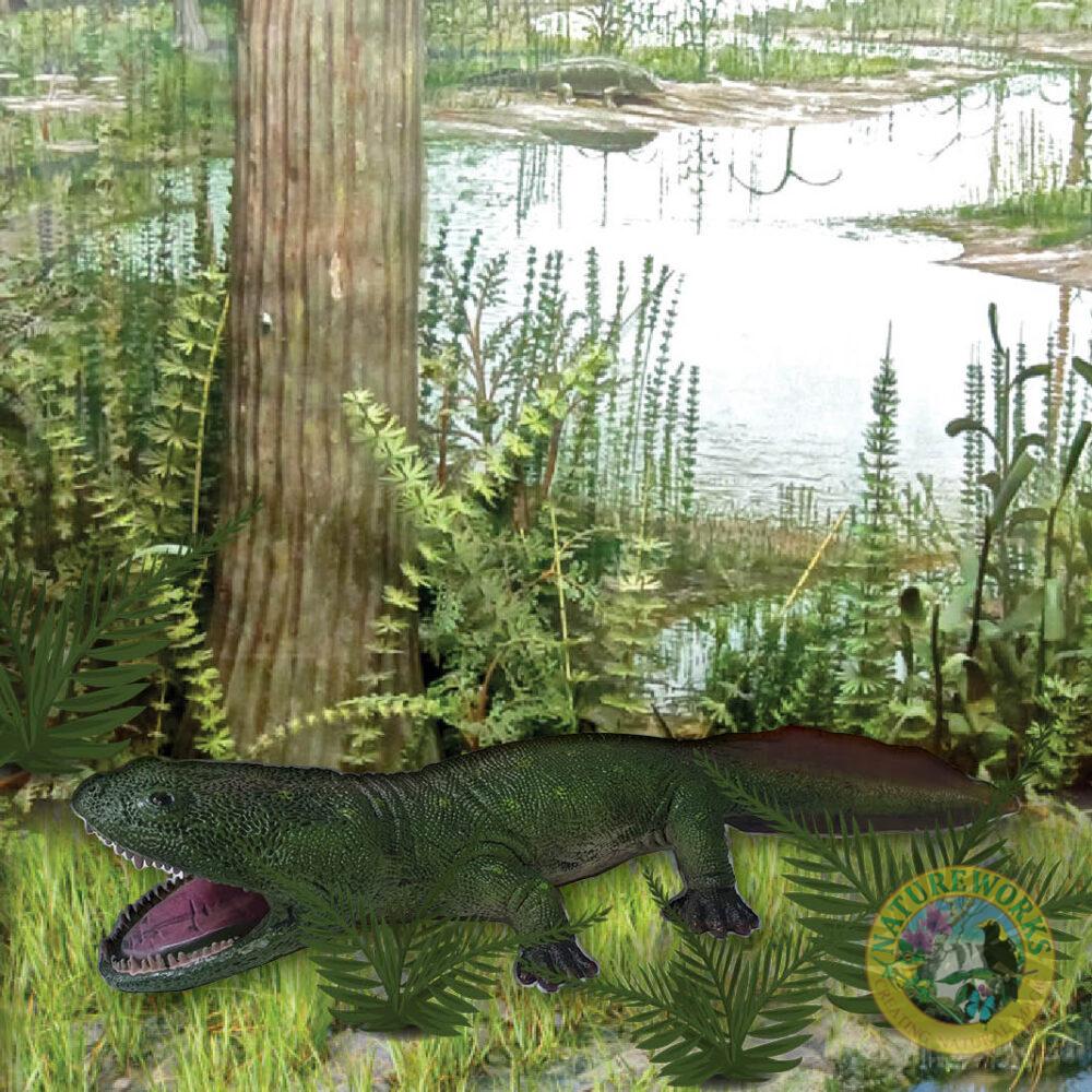 Natureworks Australia Koolasuchus cleelandi - prehistoric amphibian crocodile- V1- angle view