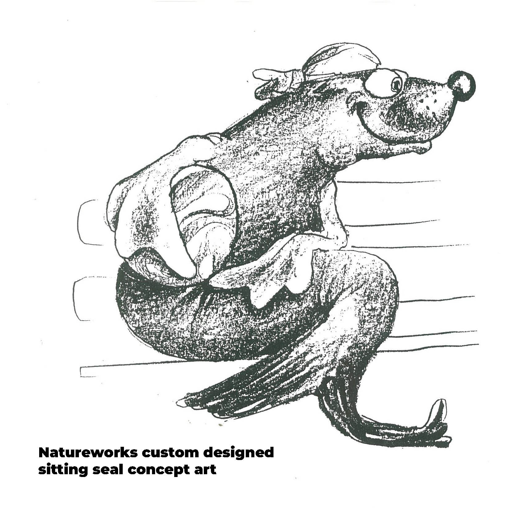 Natureworks Australia Sitting Seal - Sea Life centre Moolooaba- Custom sculpture - - showing concept art for seal