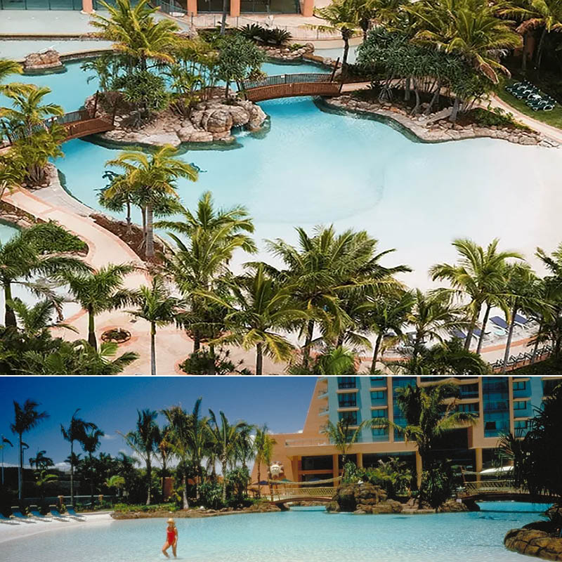 Natureworks Australia Crown Towers resort - Gold Coast - Artificial rock swimming pool with small rock island