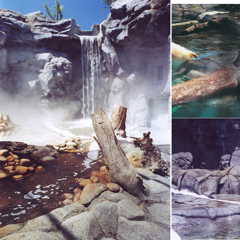 Natureworks Australia Polar Bear Shores-Artificial rock Sea World completed exhibit showing the dramatic water mist from waterfall
