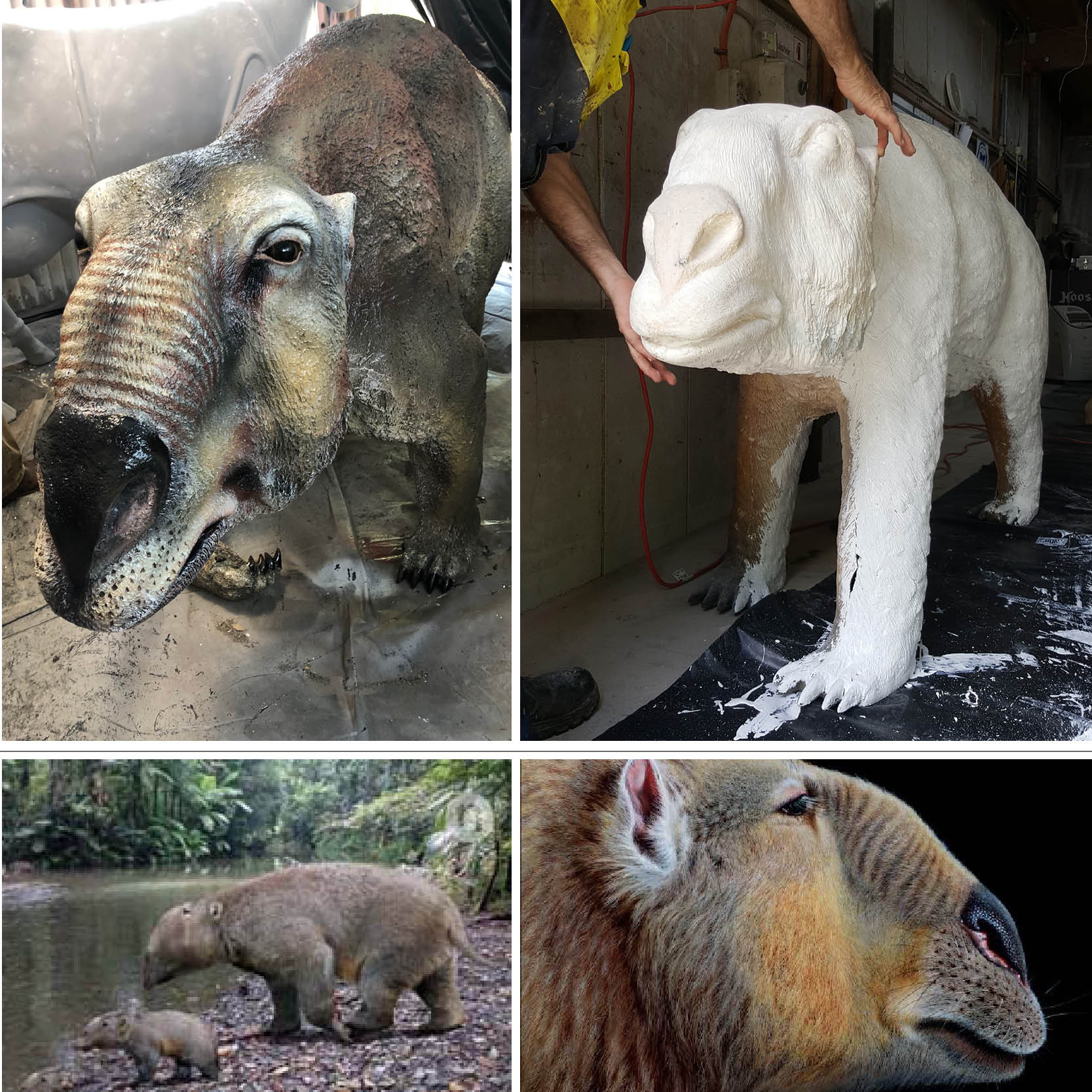 Natureworks Australia Palorchestes azael- Australian Megafauna marsupial- completed and front view-NW.PALAM--and reference photos