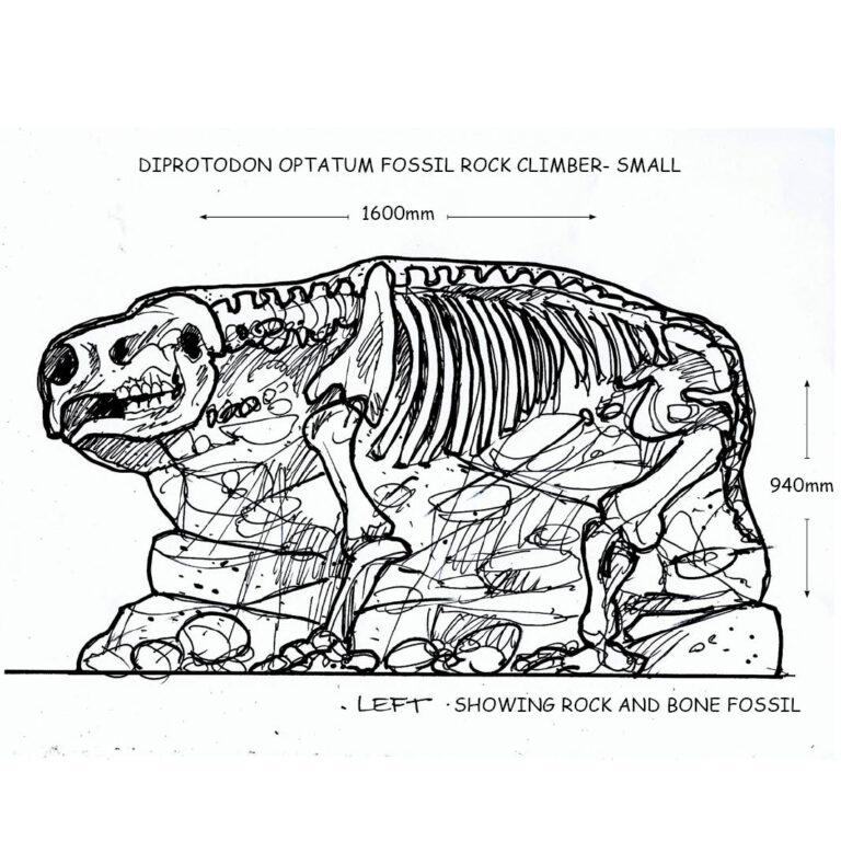 Diprotodon Optatum Rock Climber- Small- Looking Left-concept sketch