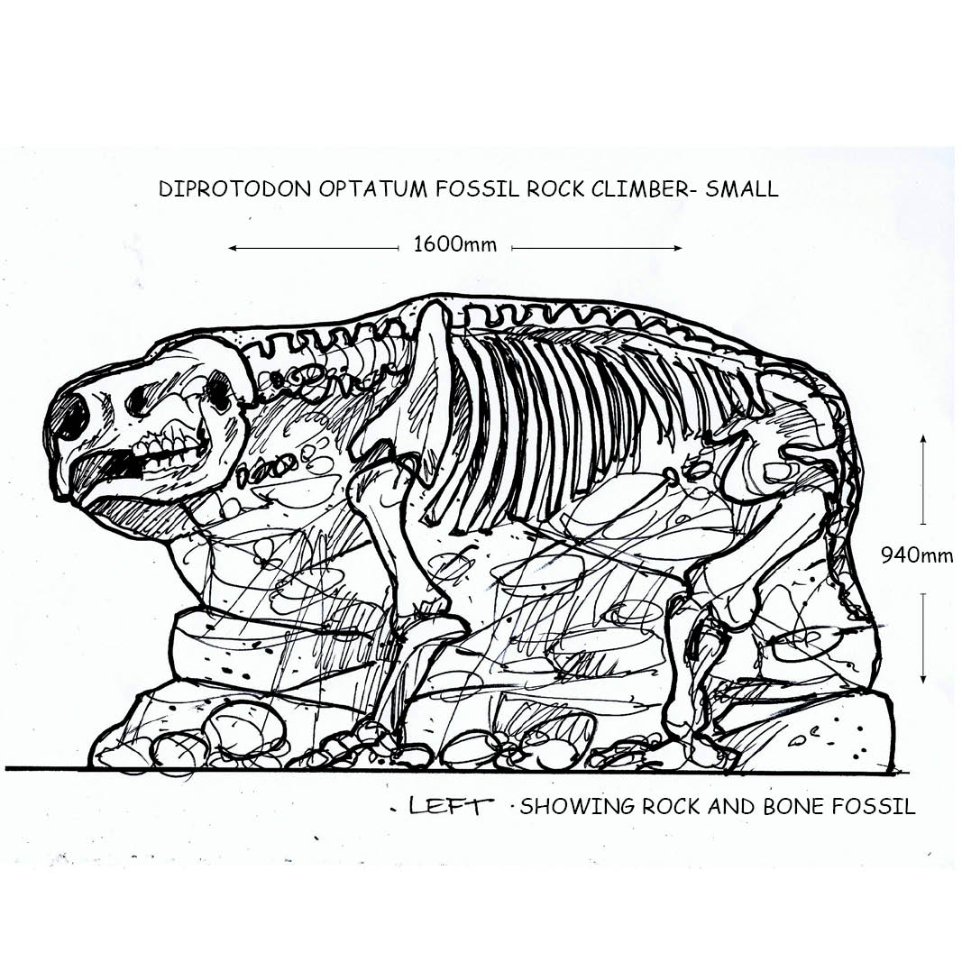 Natureworks Australia Diprotodon Optatum Rock Climber- Small- Looking Left-concept sketch