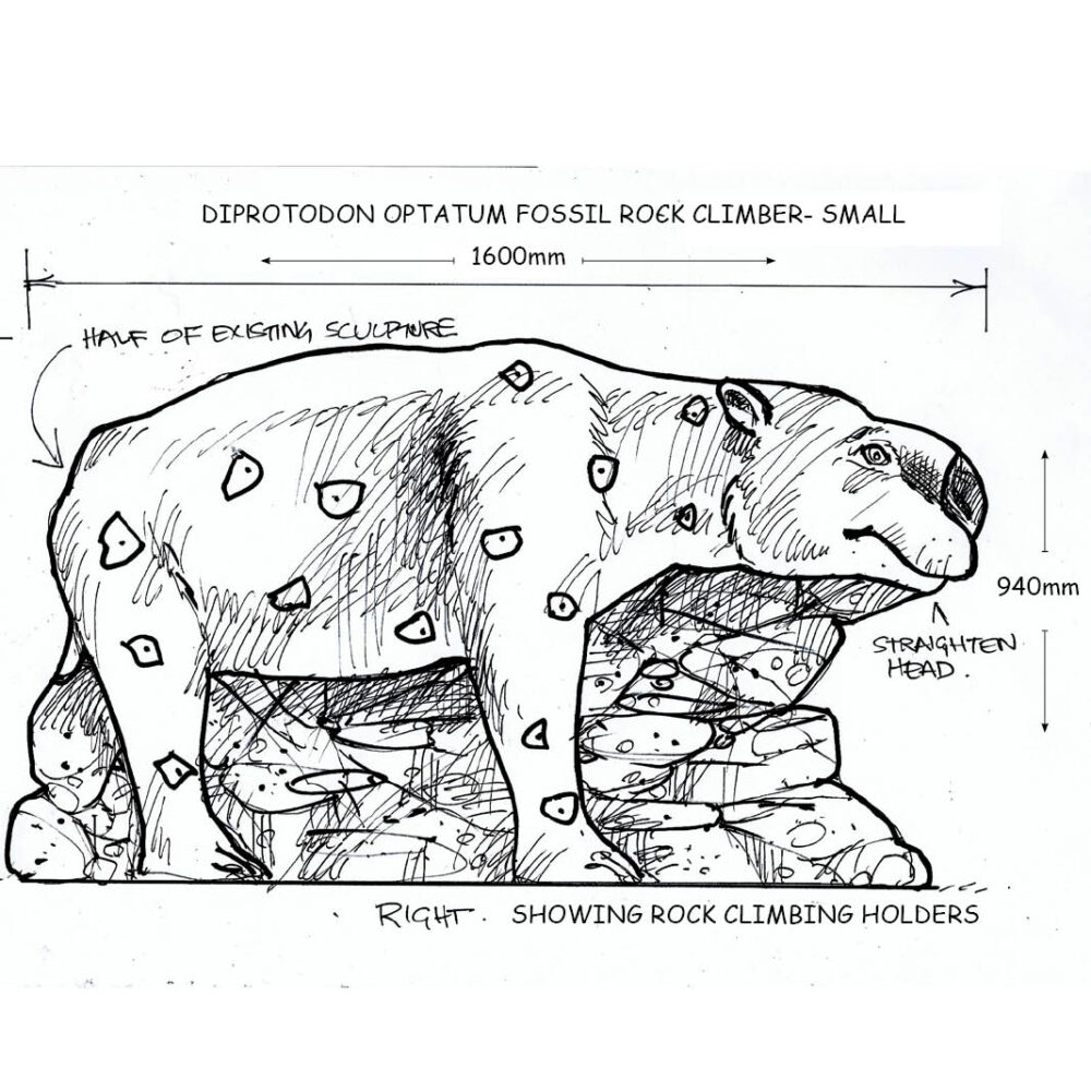 Diprotodon Optatum Rock Climber- Small- Looking Right-concept sketch