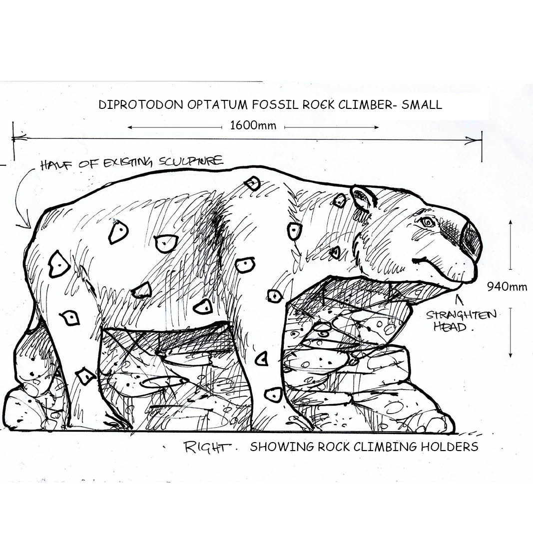 Natureworks Australia Diprotodon Optatum Rock Climber- Small- Looking Right-concept sketch