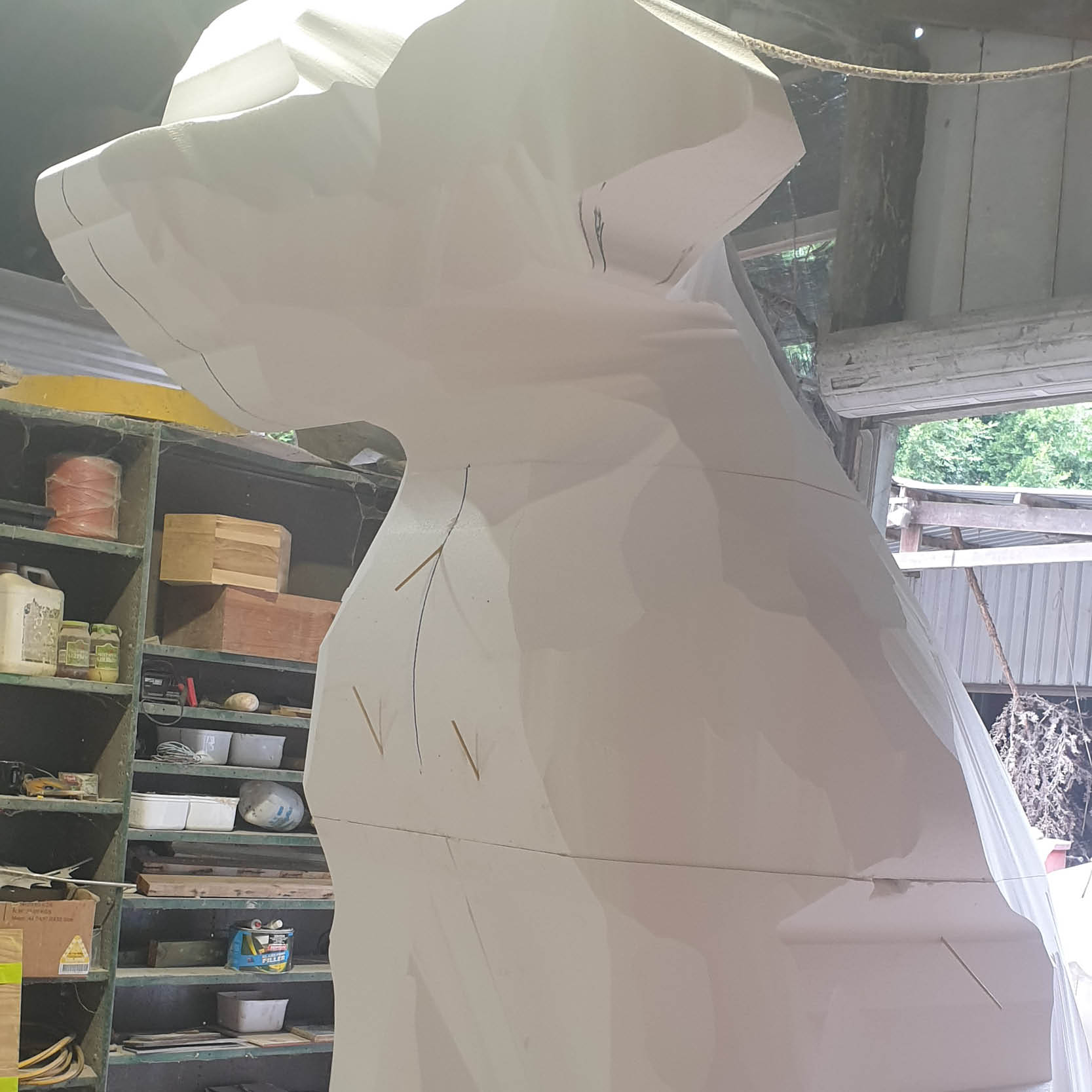 Natureworks Australia Giant Black Dog with Paint drips- 9ft tall sitting- sculpt in production-BlackLab2.7m