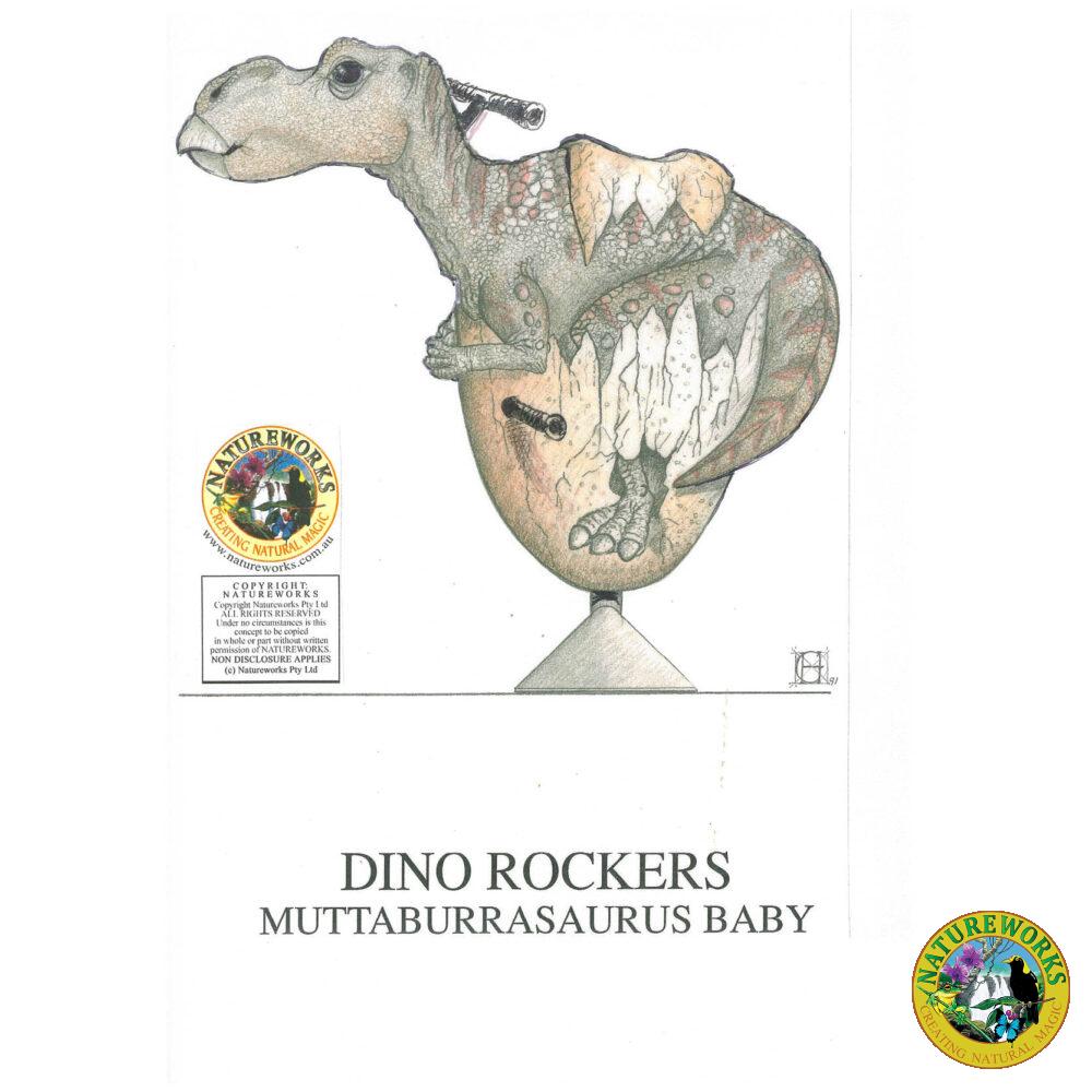 Muttaburrasaurus Baby Dino Rocker custom designed- showing concept Design - side view
