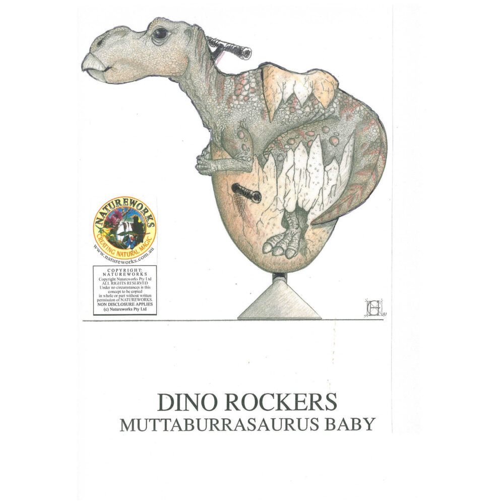 Muttaburrasaurus Baby Dino Rocker custom designed- showing concept Design - side view