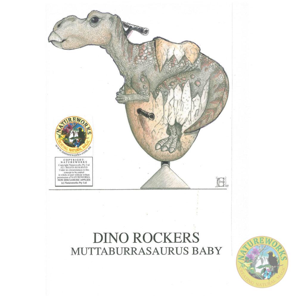 Muttaburrasaurus Baby Dino Rocker custom designed- showing concept Design - side view