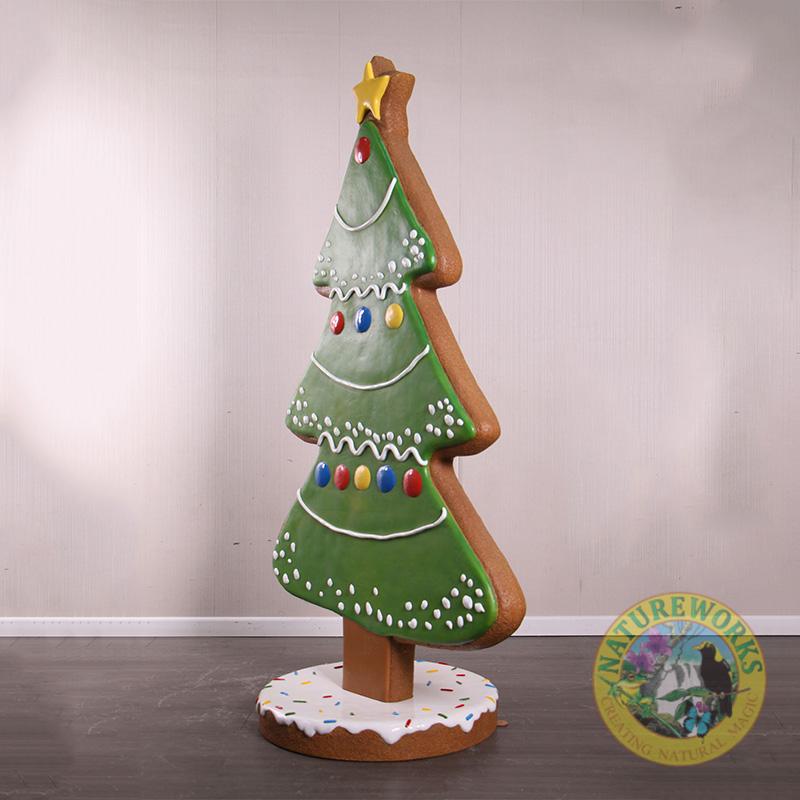 Natureworks Australia Gingerbread Cookie Christmas tree prop on base plate - 2.1m tall - 240217- showing angle view