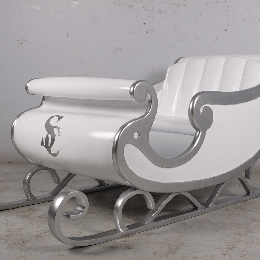 Christmas Santa Sleigh - White & Silver