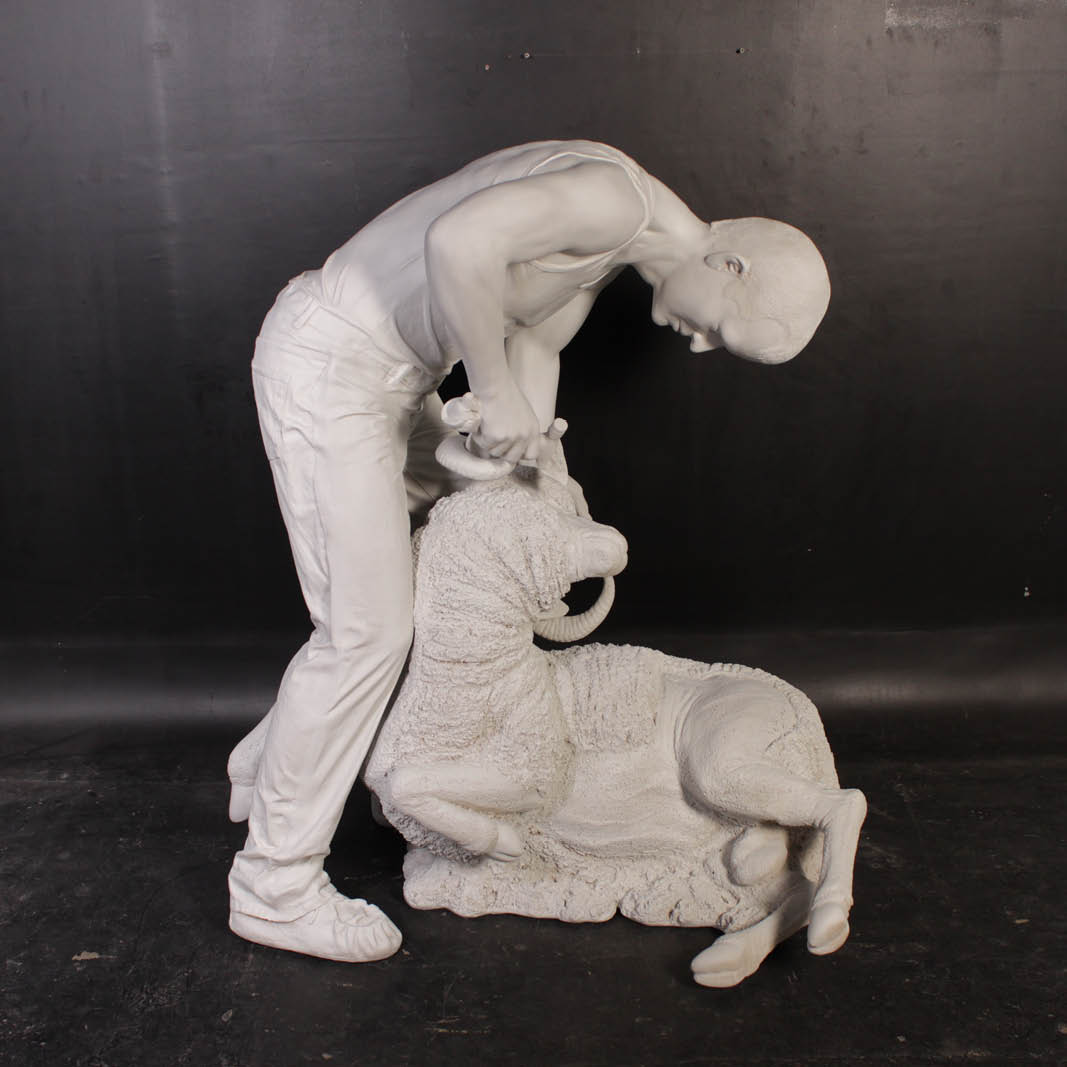 Natureworks Australia Sheep Shearer - Life-size reproduction in Roman stone finish- 110072RS
