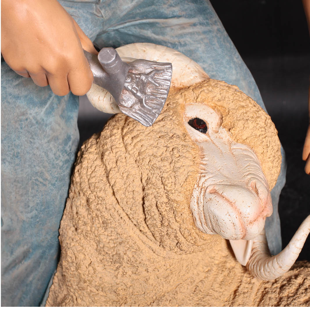Natureworks Australia Sheep Shearer-Showing close up details- Painted Finish- 110072Painted