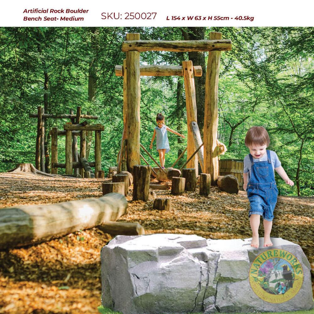 Artificial rock Boulder Bench - Medium- 250027 - shown with background setting
