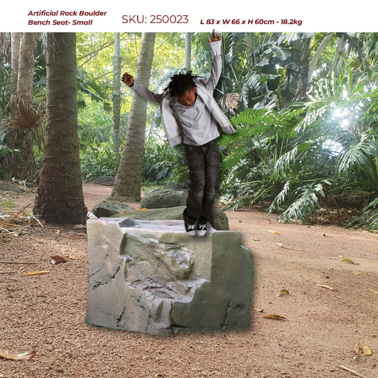 Artificial Rock BoulderSeat Small 250023 With child Jumping V2 sculpture -