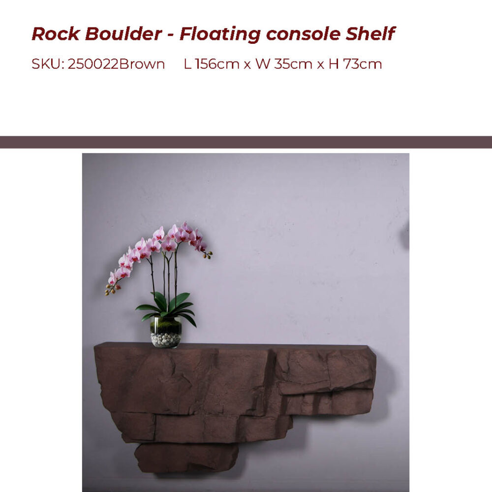 Rock Boulder floating Sedona console shelf-Large- 250022Brown- with sizes