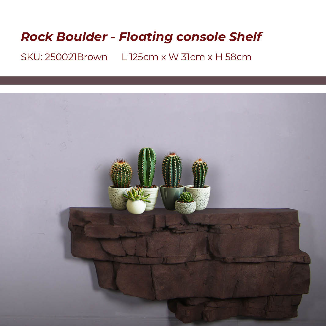 Natureworks Australia Rock Boulder floating Sedona console shelf-medium- 250021Brown with measurements