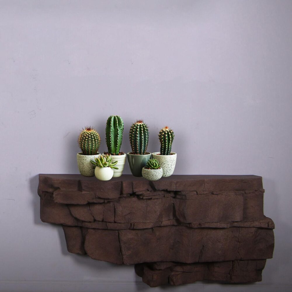 Rock Boulder Floating Console-Medium Brown