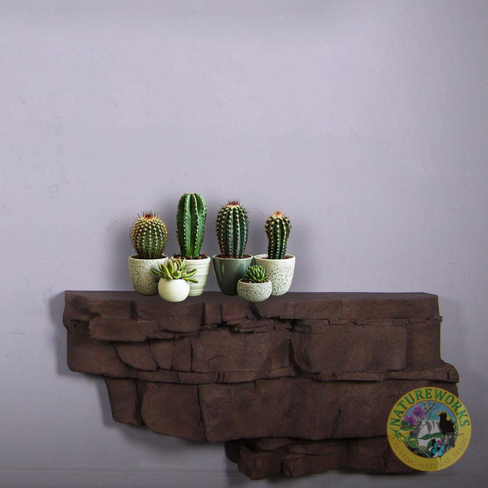 Rock Boulder Floating Console-Medium Brown