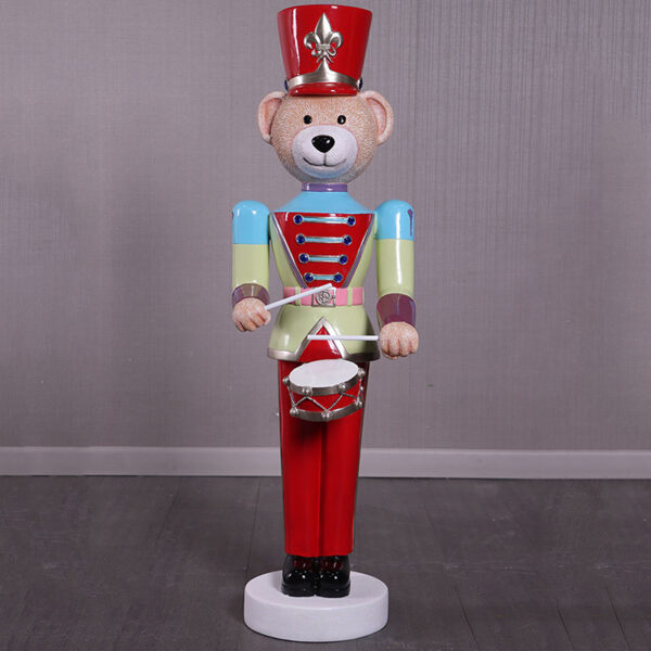 Drummer Bear Statue toy soldier Christmas prop – front view