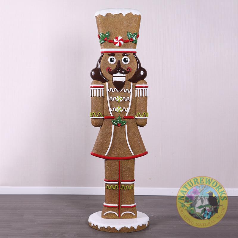 Gingerbread Nutcracker life-size sculpture with candy icing details