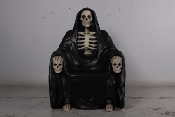 Grim Reaper Throne- Halloween prop - 180195 with black robe- front view