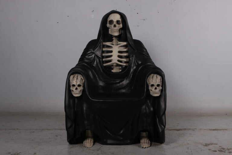 Grim Reaper Throne- Halloween prop - 180195 with black robe- front view