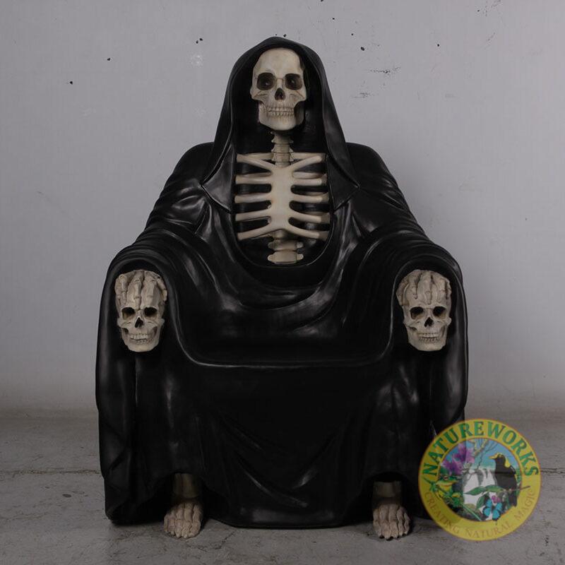 Grim Reaper Throne- Halloween prop - 180195 with black robe- front view