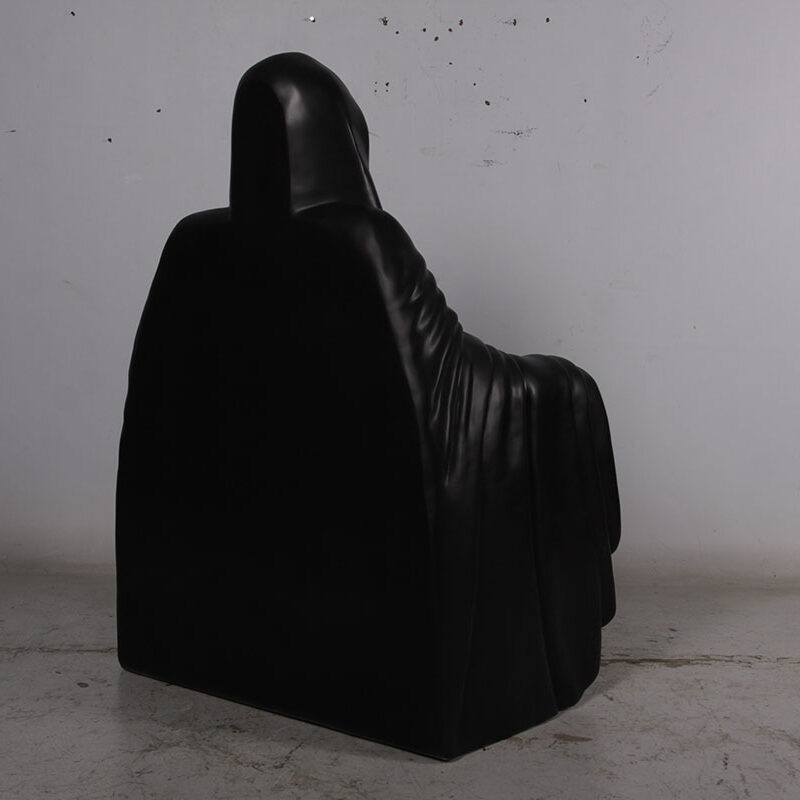 Natureworks Australia Grim Reaper Throne- Halloween prop - 180195 with black robe- rear angle view