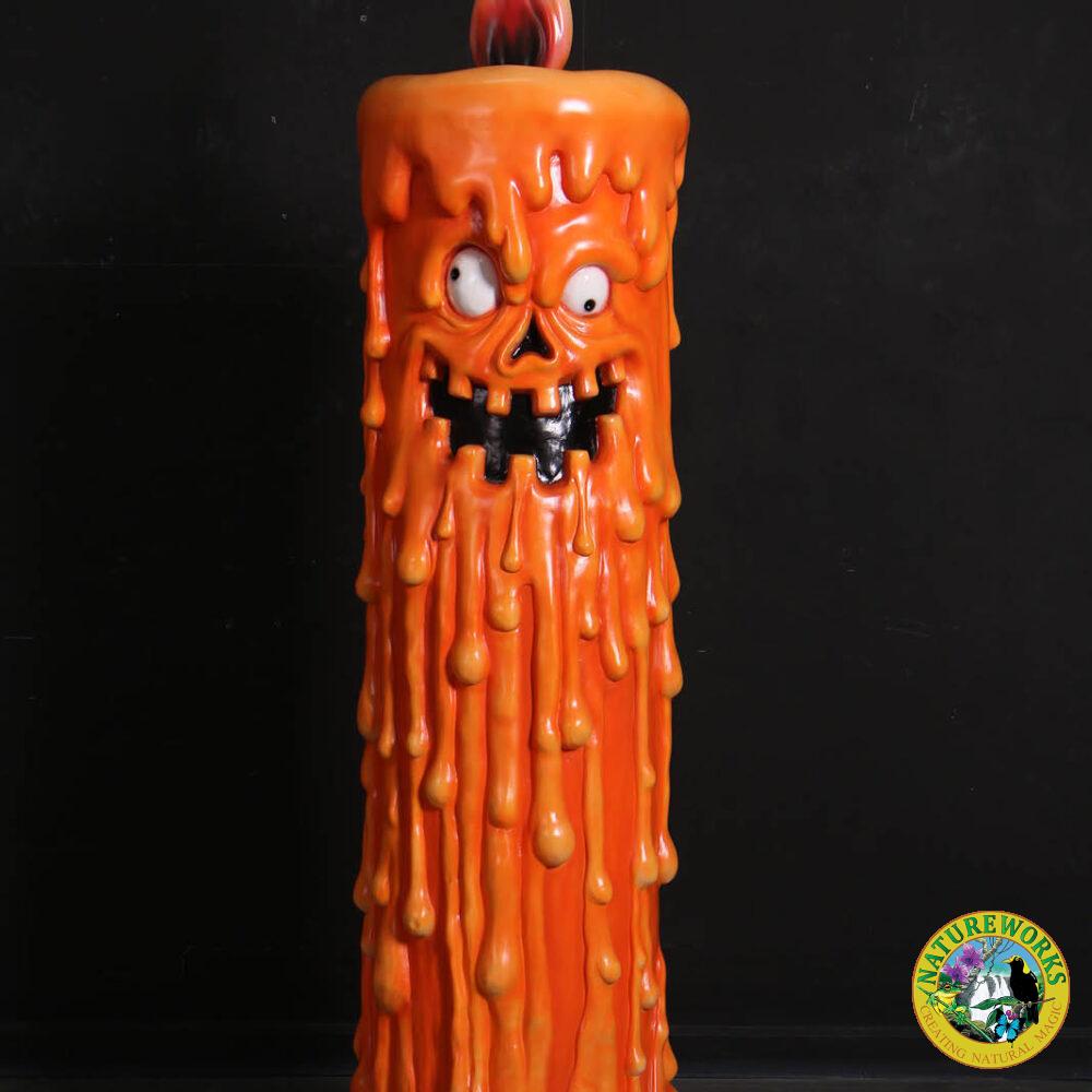 Natureworks Australia Scary Pumpkin Candle sculpture with melting wax and flaming tip