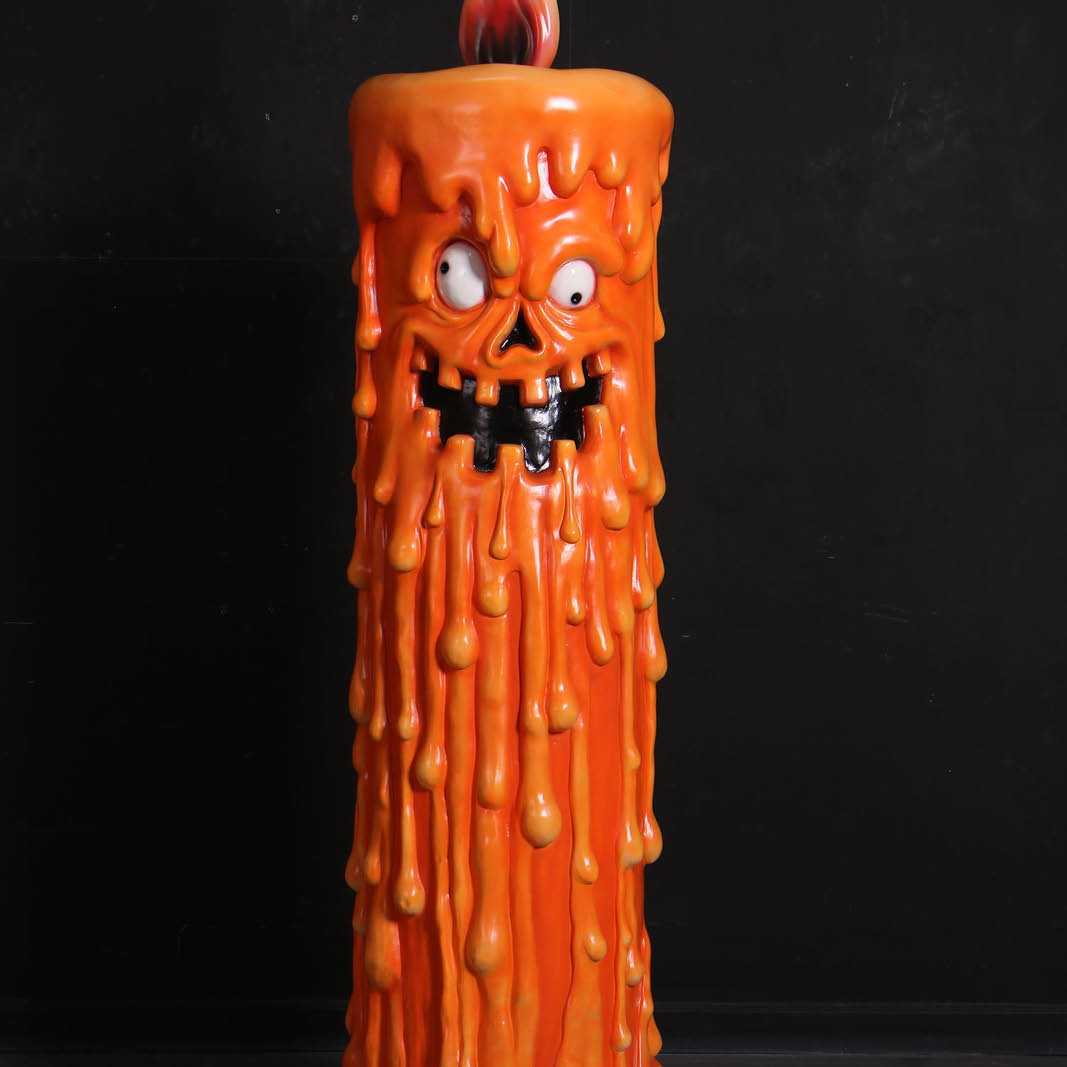 Natureworks Australia Scary Pumpkin Candle sculpture with melting wax and flaming tip