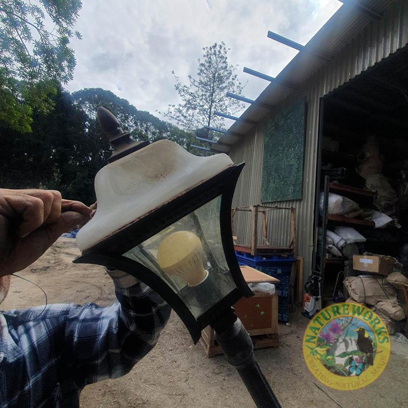 Natureworks Australia Lamp Post with glass shade-220cm-NW-LPost -showing shade casing