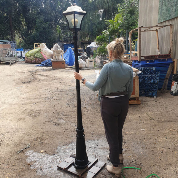 Lamp Post with glass shade-220cm-NW-LPost-shown outside with black base