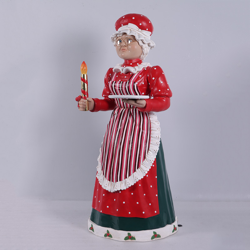 Natureworks Australia Miss Santa 5ft with candle and tray -200176-standing-angle view